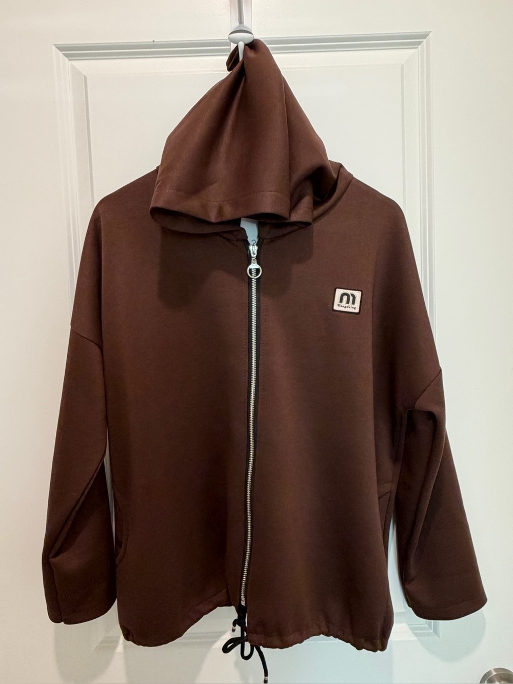IT062 🇮🇹 Made in Italy Brown Zip-Up Hooded Jacket – Viscose Blend – Relaxed Fit